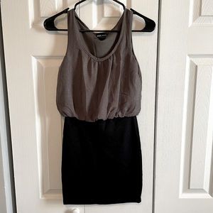 Metallic and black body fitted mini dress